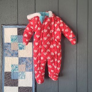 Wippette Kids Snowsuit with Red Heart Pattern
